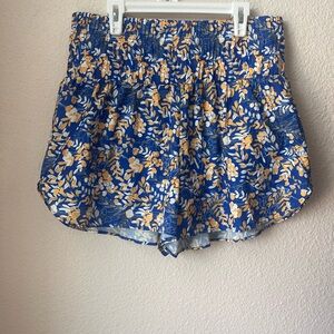 TCEC High Waist Floral Blue and Yellow Shorts
